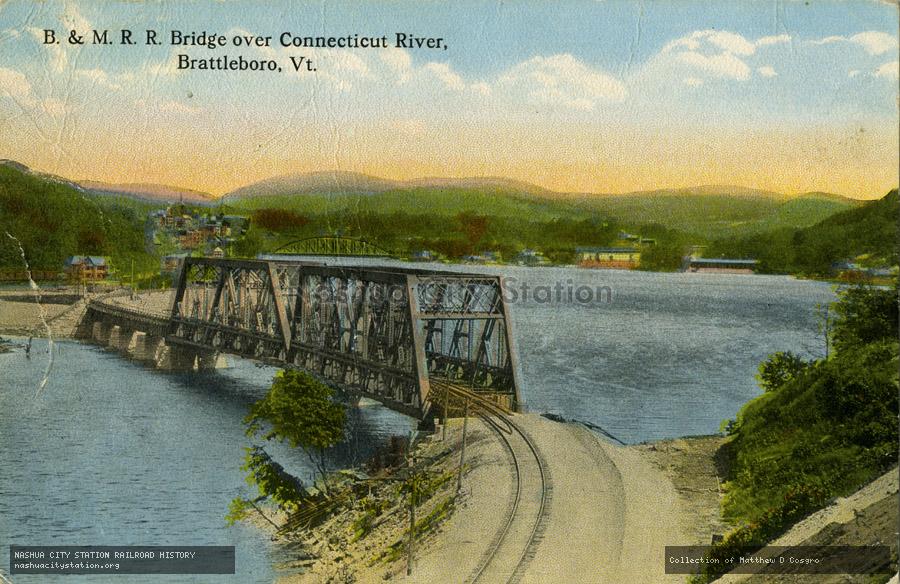 Postcard: Boston & Maine Railroad Bridge over Connecticut River, Brattleboro, Vermont